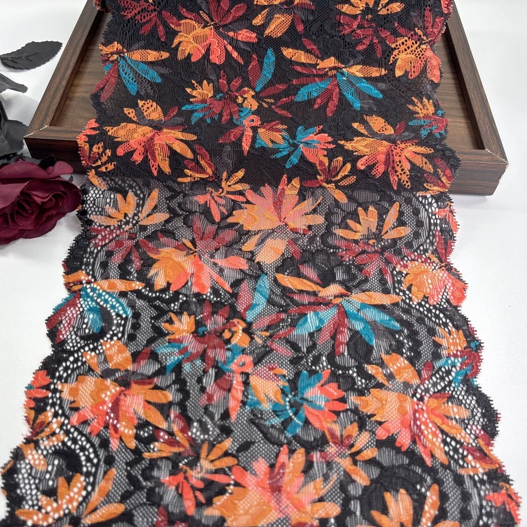 Two-Tone Floral Stretch Lace Trim for DIY Sewing and Crafts