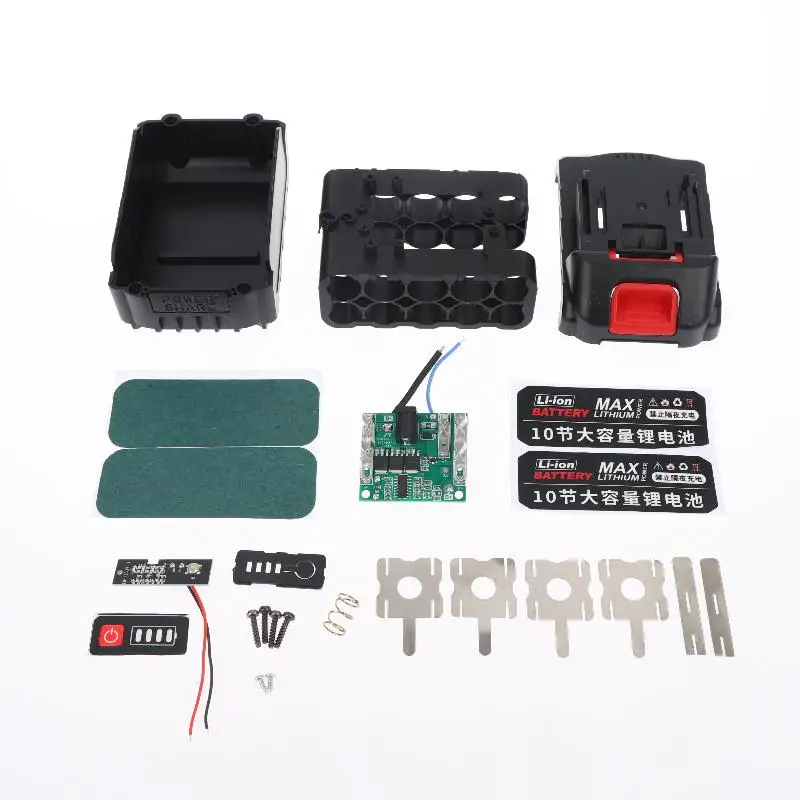 1 세트 BMS PCBA 보호 회로 기판 박스 쉘 10/15/20/30X18650 리튬 배터리 21V 하우징 소켓 용 리튬 이온 배터리 케이스