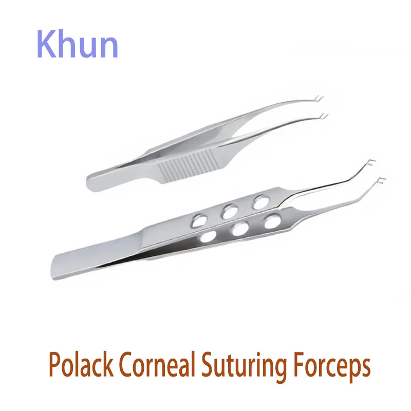 

Polack Corneal Suturing Forceps Curved Shafts Without Platforms 0.12mm 1x2 Teeth Ophthalmic Surgical Instruments