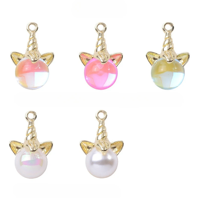 

WZNB 10Pcs Crystal Unicorn Charms Cute Cartoon Animal Alloy Pendant for Jewelry Making Diy Earring Necklace Accessories