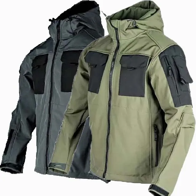 Veste d'entraînement coupe-vent imperméable pour homme, veste militaire DulSoft-Shell Hardshell, multi-poches, saut cargo