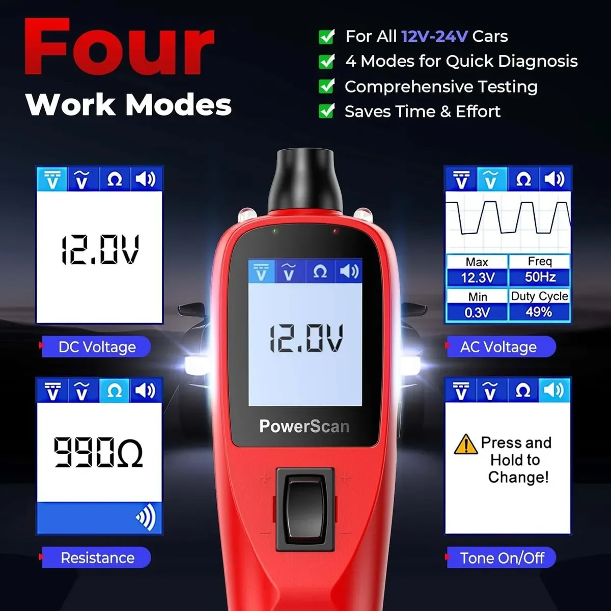 Circuit Tester Circuit Detector Probe Pen Tester Auto Diagnostic Scanner Voltage Test Pen 2025 Autel PS100 Automotive Circuit Tester Power Scan Probe Test Kit Electrical System AC DC Voltage Car Diagnostic Tool 12V 24V