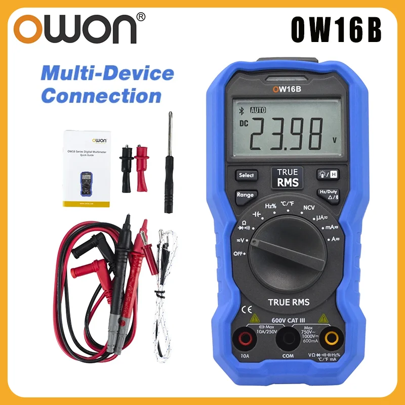 OWON OW16B Digital Multimeter Multifunction Electrical Tester With Offline Logging, Bluetooth And NCV True RMS Backlighting Test