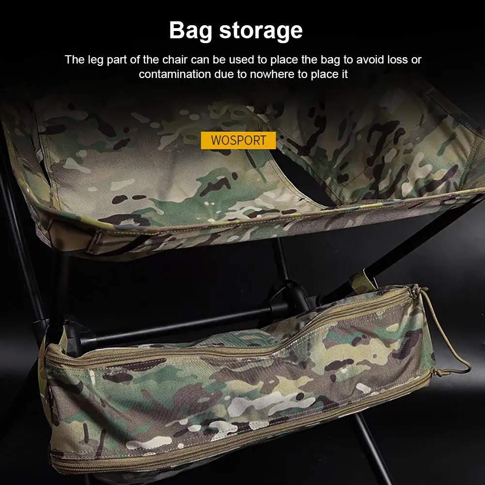 Outdoor Camping Tactical Beach Folding Chair Camouflage Portable Fishing Chair With High Backrest Side Bag