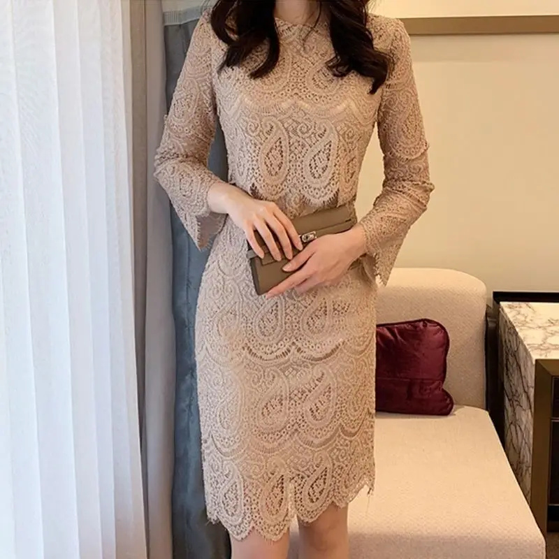 

Lace Dress, Feminine Style, Celebrity 2023 Autumn New Mid length Slim Fit Wrap Hip Skirt