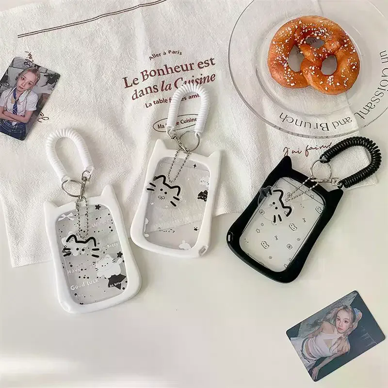 Portafoto per gatti carino con portacarte in corda elastica Portafoto per idol Display per carte di archiviazione per foto Proteggi borsa con ciondolo Decor Portachiavi Regali