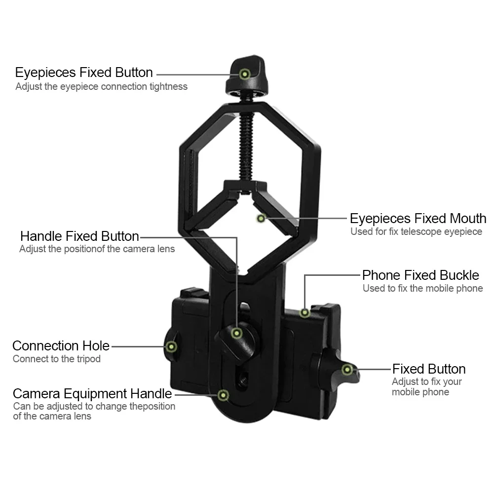 Cell Phone Adapter with Spring Clamp Mount Monocular Microscope Accessories Adapt Telescope Mobile Phone Clip Accessory Bracket