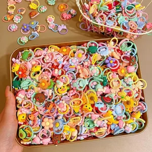 50/100/40/30Pcs/Lot Children Girls Hair Bands Cartoon Color Hair Ties Rubber Bands Scrunchy Elastic Hair Bands Sweet  Accessorie