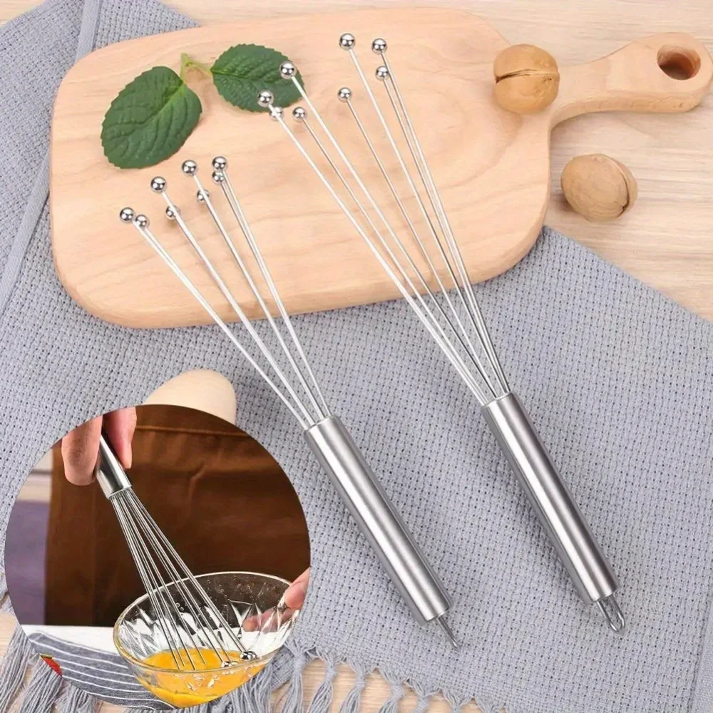 1PC Handheld Egg Beater Rust-proof Egg Wave Bead Whisk Set Handheld Cream Whisk Kitchen Baking Tools
