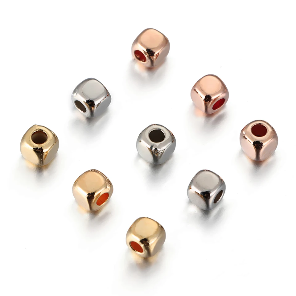 JGFinds Perline Quadrate In Plastica CCB 3 Mm, Colore Oro, Confezione Da 500 Pezzi, Foro 1,4 Mm, Per Gioielli Fai Da Te