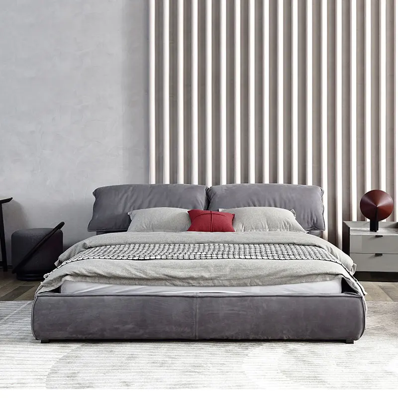 Modern minimalist fabric bed Italian minimalist light luxury master bedroom ins net red creative 1.8m wedding bed double