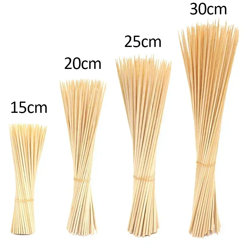 270/90pcs Disposable Bamboo Stick Food Grade Bamboo Skewer Sticks Natural Wood Long Stick for Barbecue Fruit BBQ Party Tools