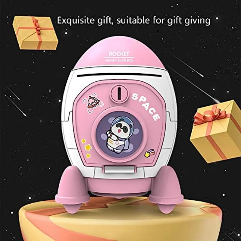 Children's Cartoon Space Rocket Piggy Bank Toy For Boys And Girls With Large Capacity For Storing Money, A Holiday Gift