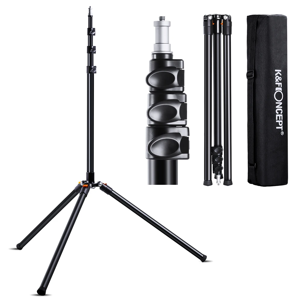 

K&F Concept Camera Tripod Heavy Duty Light Stand,Adjustable Height Maximum 90.5 inch Aluminum Alloy with Case for Live Streaming