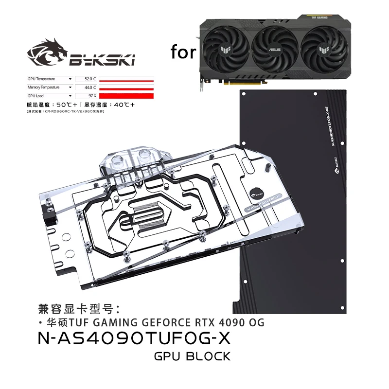 Bykski Gpu Water Block Per Asus Rog Strix Lc/Tuf Gaming Geforce Rtx 4090 Scheda Video/Radiatore In Rame Radiatore Rgb/N-As4090Tufog-X