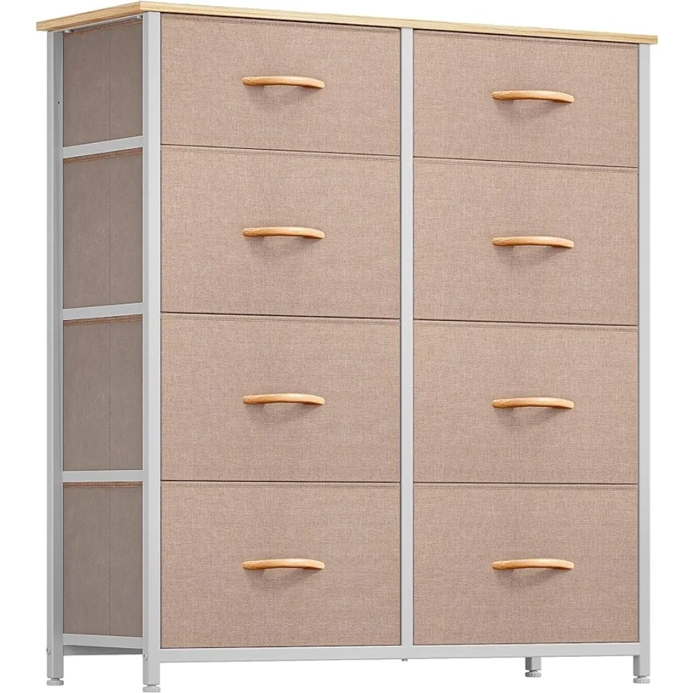 

Tall Dresser With 8 Drawers Dressers for Bedroom Furniture Wooden Top Toiletries Dressing Table Living Room Vanity Desk Beige