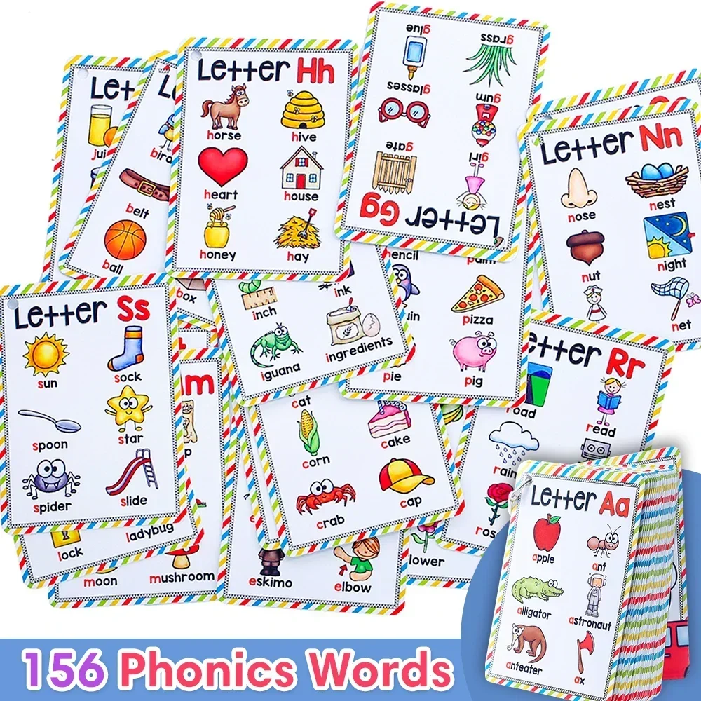 Children's 26 Letters ABC Alphabet Phonics Flashcards Pocket Word Cards for Kids Baby Early Childhood English Learning Toys 5