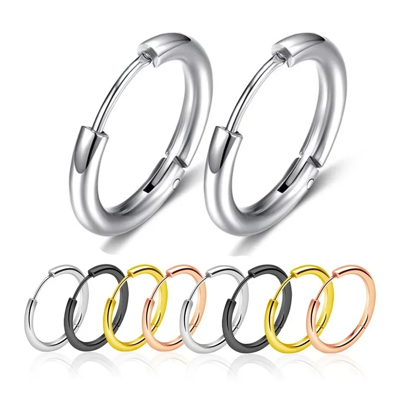 10pcs/set Small Hoop Earrings Stainless Steel Circle Round Huggie Hoop Earrings for Women Men Ear Ring Ear Bone Buckle 3