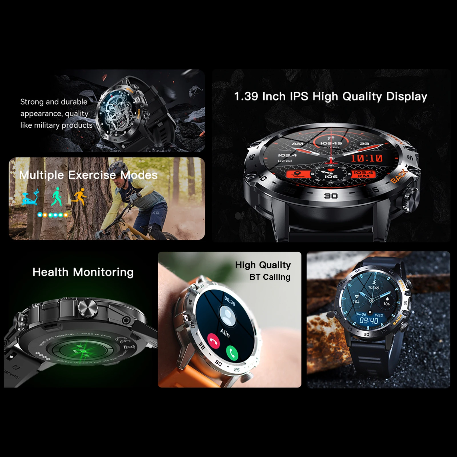K52 Smart Watch 1.39inch FullTouch Screen Bluetooth Call Fitness