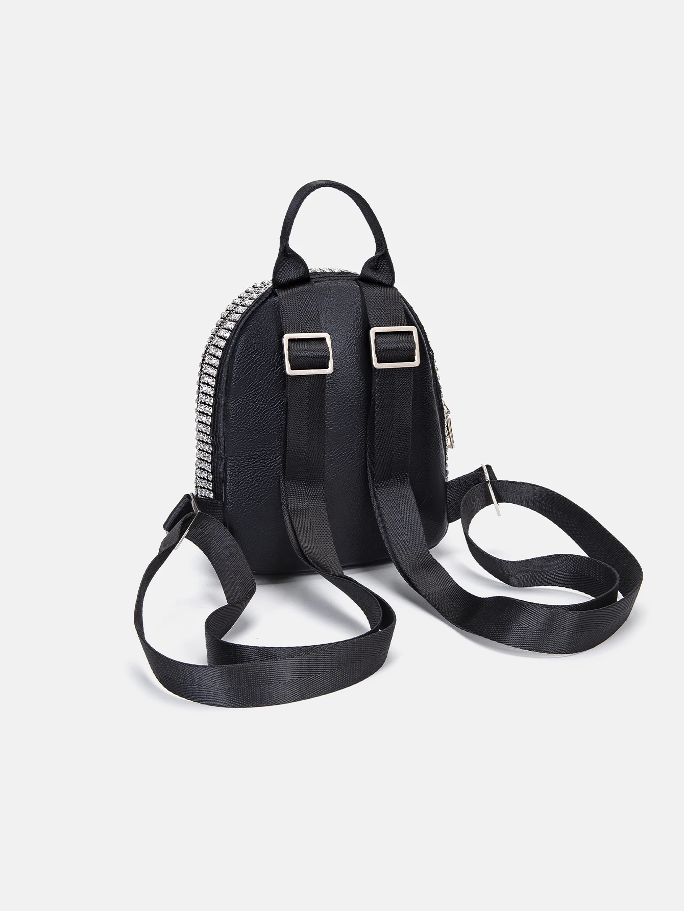 Leather Mini Backpack for Women with Rhinestone