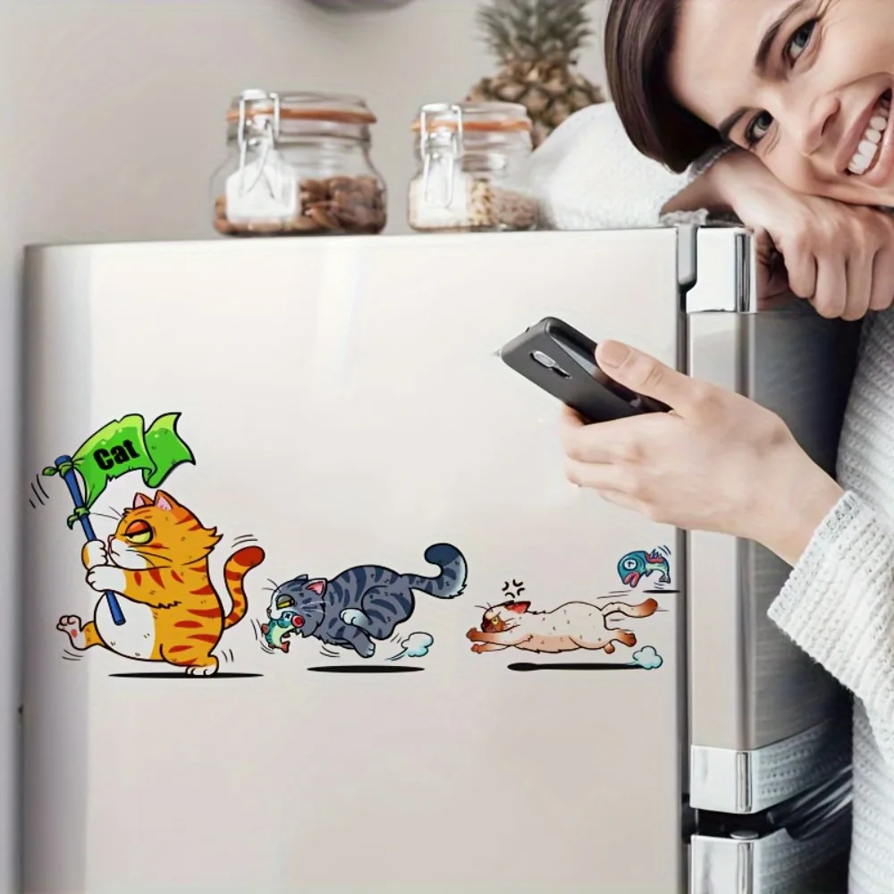 Cute Cat Tile Stickers Wall Decals for Living Room Bedroom Toilet Bathroom Waterproof Self-adhesive Stickers