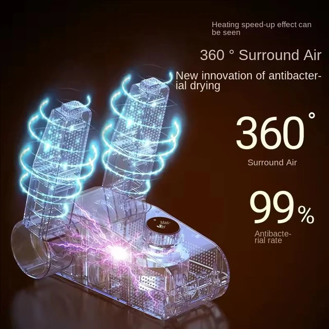 Shoe Dryer Heater Rose Salt Purple Light Antibacterial Deodorant Sterilizer Household Smart Timer 360° Boots Gloves Socks 3