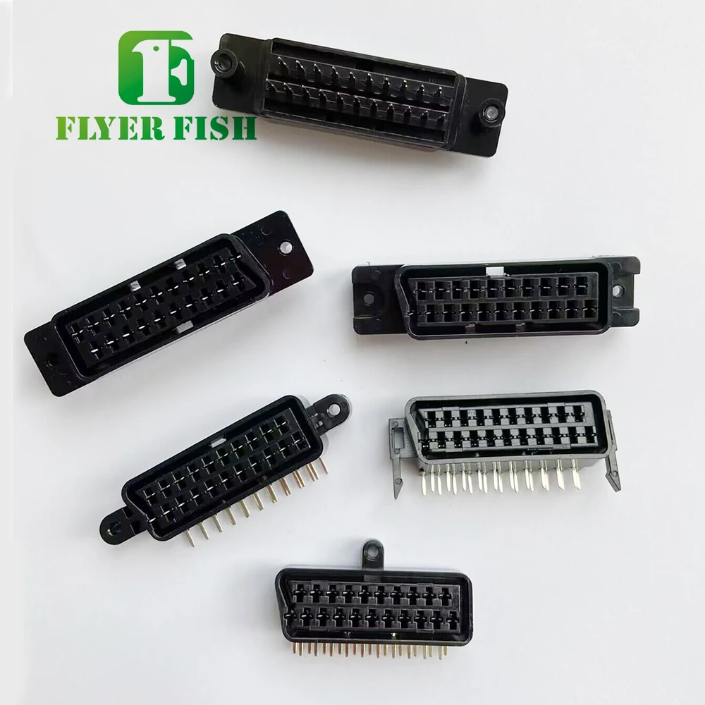 Cable Connector Assembly Aviation Plug Socket Connector Car Cable Connector LCD Display FPC Connector 21 PINS Right Angle Type Scart Female Socket connector jack Female PCB Mount 21 PIN SCART
