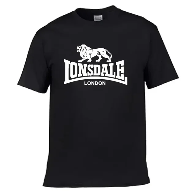 T-shirt pour hommes, imprimé Lion Lonsdale, manches courtes, été, ample et confortable, en coton, Streetwear, surdimensionné, vêtements pour hommes 1