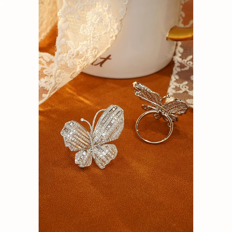 Aazuo 18K White Gold Real Diamond 1.85ct H SI Luxuly Butterfly Ring Gifted For Woman Deluxe Banquet Fashion Jewelry Au750 3 Aazuo 18K White Gold Real Diamond 1.85ct H SI Luxuly Butterfly Ring Gifted For Woman Deluxe Banquet Fashion Jewelry Au750 - Image 3