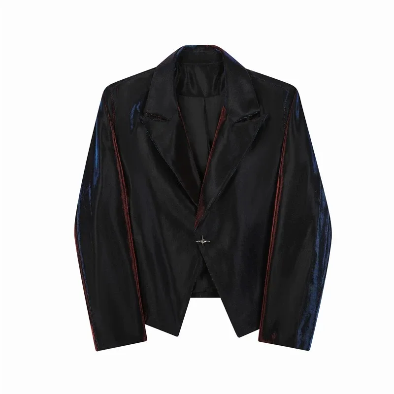 Sexy Allure Holographic Men Blazer Jackets Ins Y2K Bling Bright Trendy Coat Social Business Formal Dinner Party Tops Outerwear