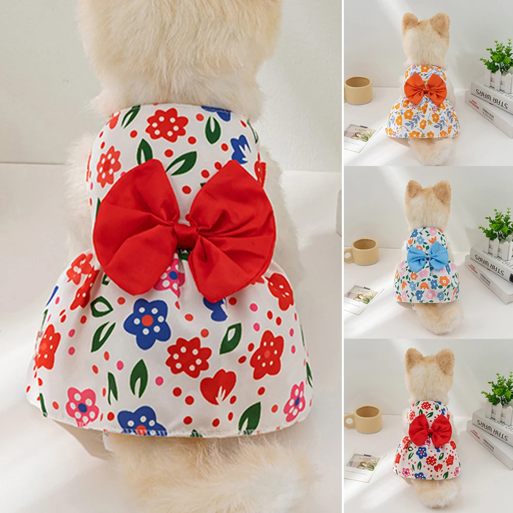 Small Dog Flower Princess Dress Kitty Teddy Pet Costume Clothes Pet Supplies Dog Skirt Summer Thin Clothing Accessories