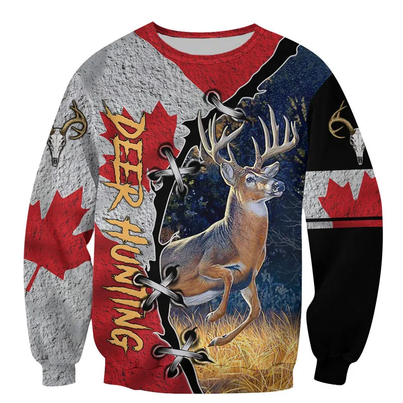 Newest Deer Hunting 3D All Over Printed Men Hoodie Long sleeve Sweatshirt Zipper Casual Streetwear Hip Hop Harajuku Style