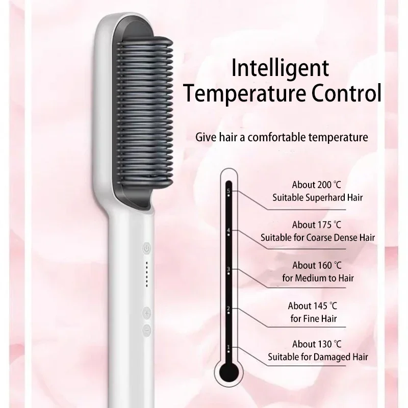 Electric Hair Straightener 5 Gear Negative Ions Hot Comb Do Not Hurt Hair Temperature Thermostatic Heating Hair Brush Hairstyle 5