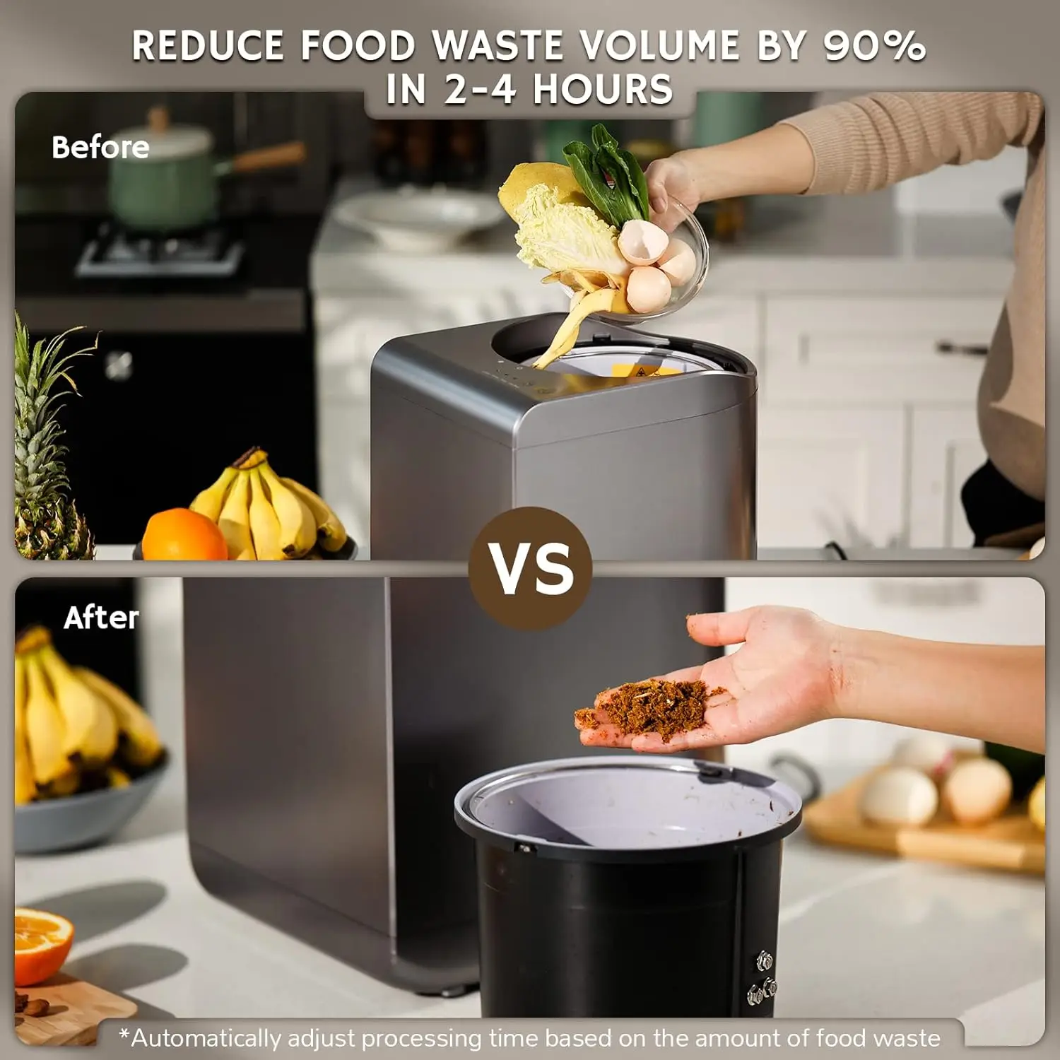 Revive Electric Kitchen Composter, 2.5L Capacity with SHARKSDEN Tri-Blade, Turn Food Waste and Scraps into Dry Compost Fertilize 4