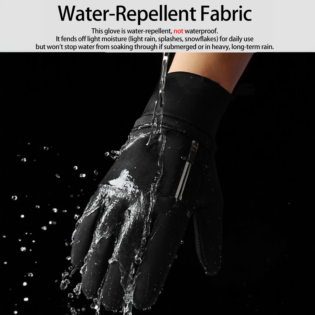 Winter Cycling Gloves Windproof Men Women Touchscreen Warm Motorcycle Water-Repellent Zipper Pocket Fingertip Flip