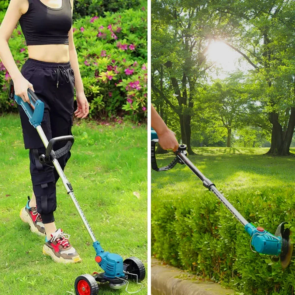 Cordless Electric Lawn Mower Foldable Grass Trimmer Adjustable Garden Pruning Cutting Power Tools For Makita/WOBERICH Battery 2