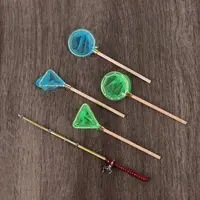 1:12 Scale Miniature Fishing Rod Fish Pole Trammel Net Dollhouse Decoration Doll Accessories Scene Model Micro Landscape 2