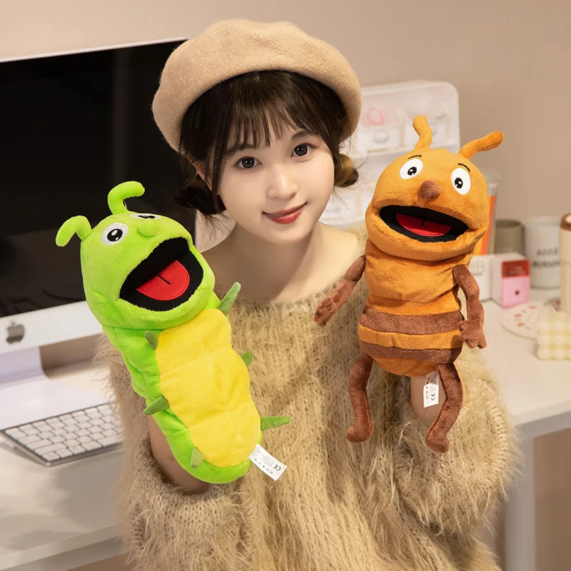 Creative Insects Series Hand Puppets Plushie Toys Soft Stuffed Animal Cartoon Ant Butterfly Dragonfly Ladybug Bee for Kids Gifts