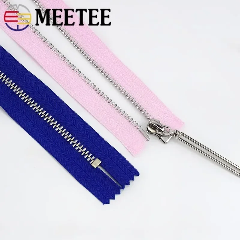 Meetee 3 재봉 금속 지퍼, 15-70cm 개폐 지퍼, 지갑 재킷 가방, 지퍼 수리 키트, DIY 의류 액세서리, 2 개
