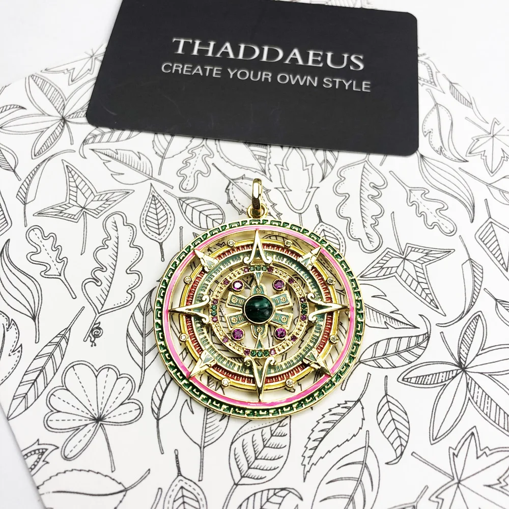 Silver pendant Magic Amulet Mythical Aztec Tiger Chakra Asian Ornaments Compass Africa Pendant Jewelry 925 Sterling Silver Gift for Woman Men