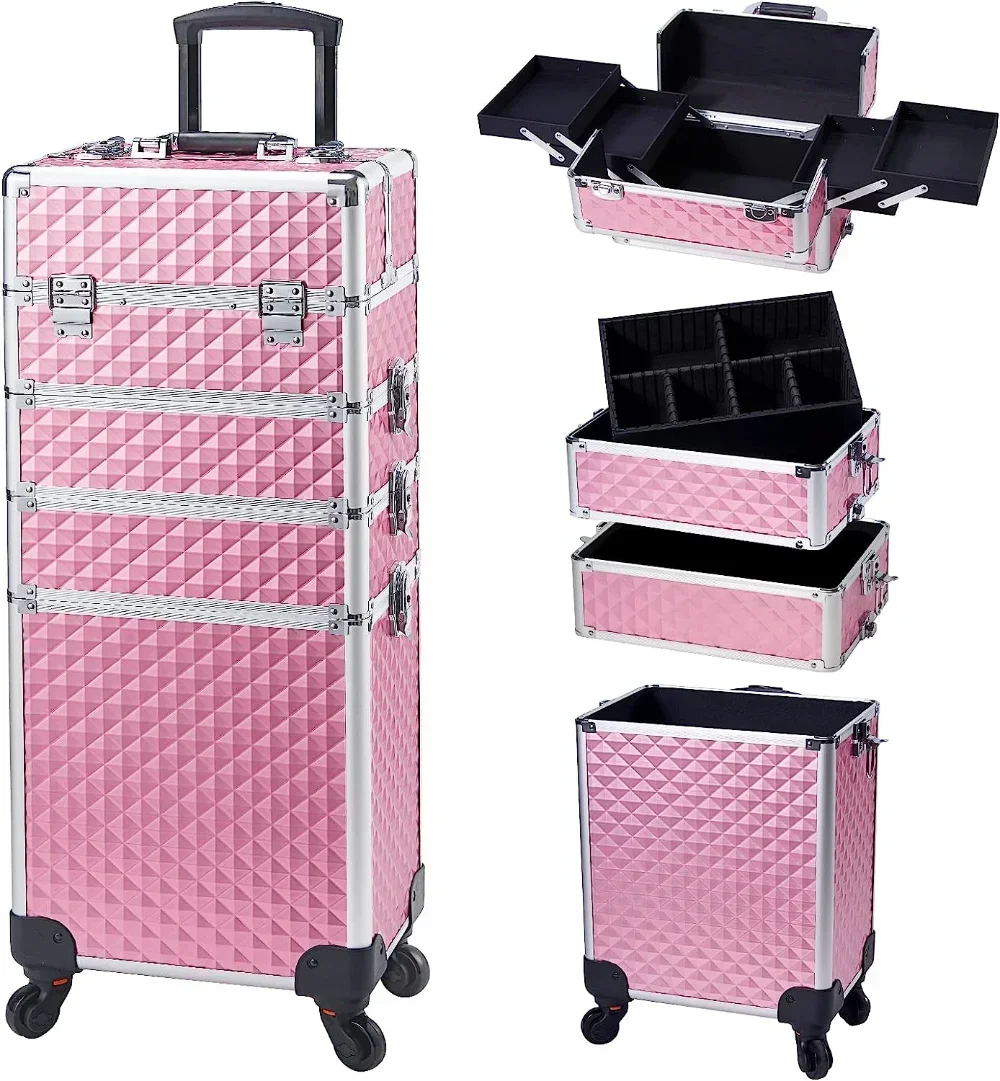 Portabale Aluminum Trolley Makeup Case with Tray - China Beauty