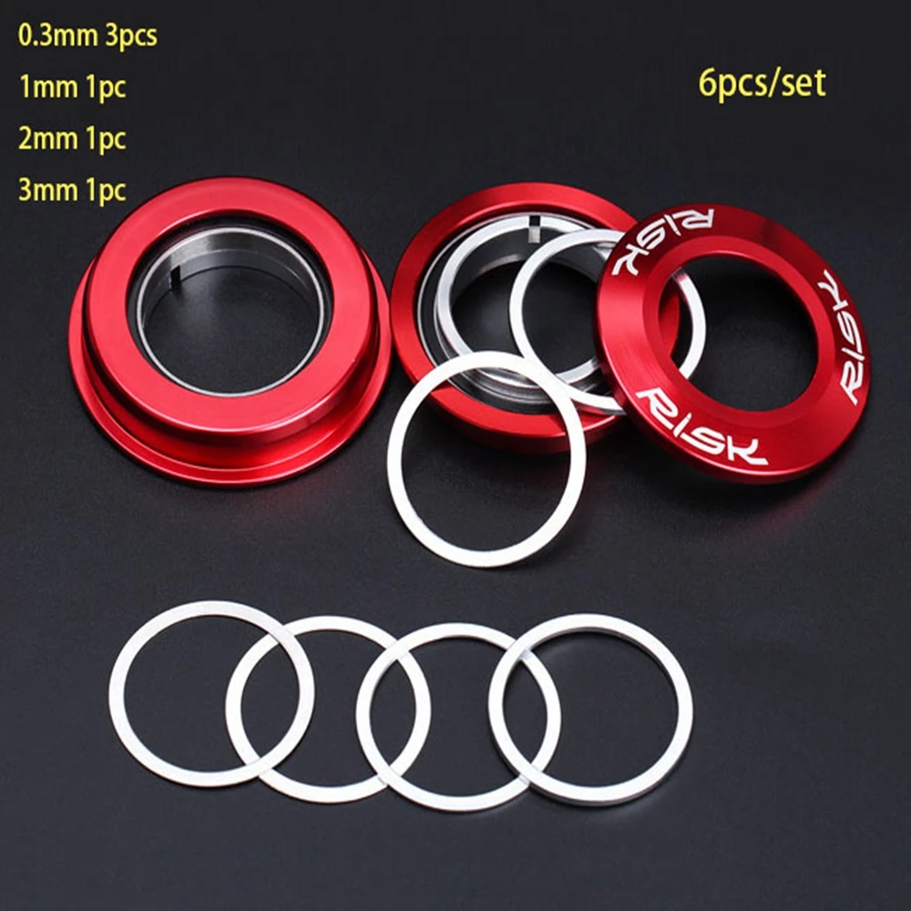 6Pcs 0.3/1/2/3 mm Aluminium Alloy Washer Spacer Bicycle Headset Bike Fork Adjusting Dust Cover