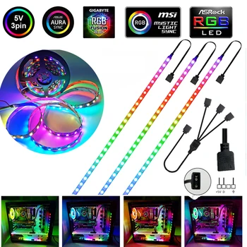 WS2812B RGB LED 스트립 5V 3 핀 어드레서블 LED 헤더 PC, 아수스 아우라 싱크, MSI 미스틱 라이트 싱크, 기가 바이트 RGB 퓨전 2.0