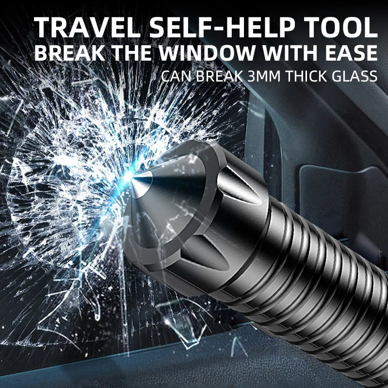 LED Flashlight Portable with Broken Window Cone USB Charging