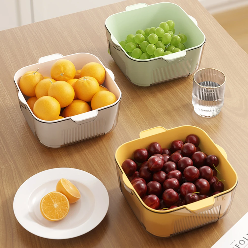 Double Layer Thickened Drain Basket Practical Veggie Leaf Drainer Tool For Fruit Salad