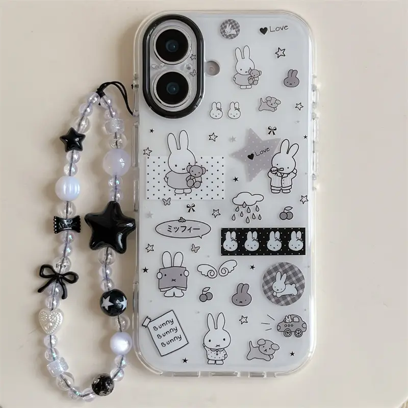 Kawaii Cartoon Rabbit Starry Sky Phone Case for iPhone 16 15 14 13 17 Pro Max INS Style Soft Silicone Shockproof Cover Funda - Image 7