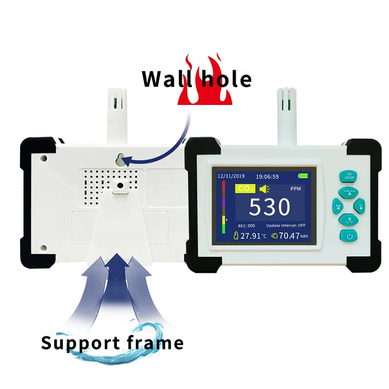 Professional gas analyzer grow tent digital CO2 meter monitor gas storage data,Temperature Humidity Home co2 Air quality Monitor