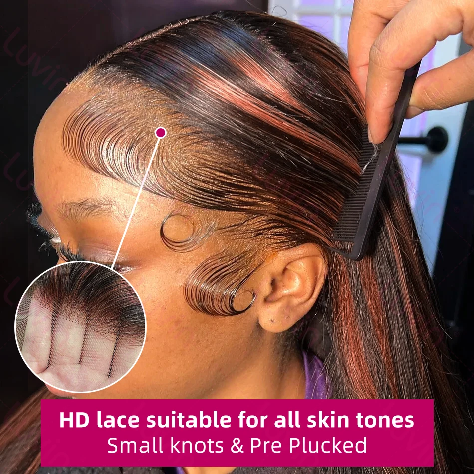 Luvin Ombre Highlight 13x4 Lace Front Wig Human Hair 1B/30 Black Brown Straight 13x6 Hd Lace Frontal Wigs For Women