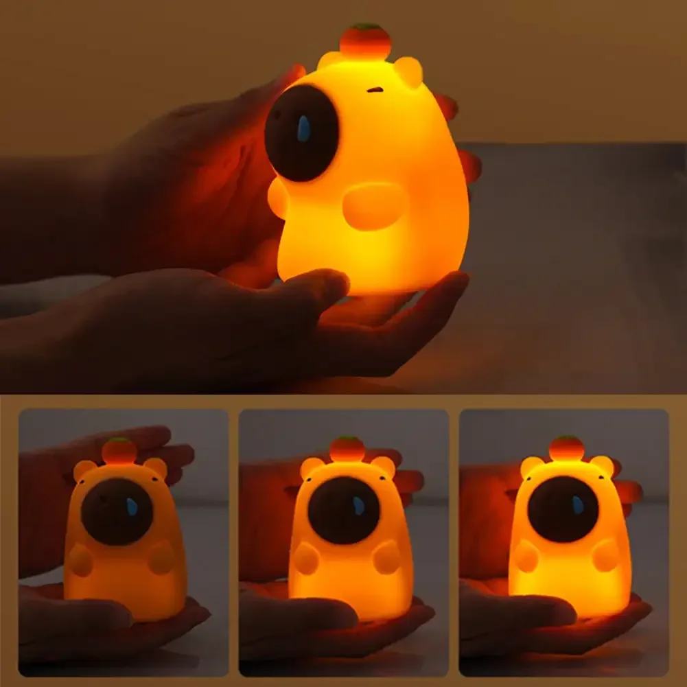 Cute Silicone Capybara Night Light Children's Nightlight Gift USB Rechargeable Animal Touch Bedside Slepp Lamp Timing Function night light