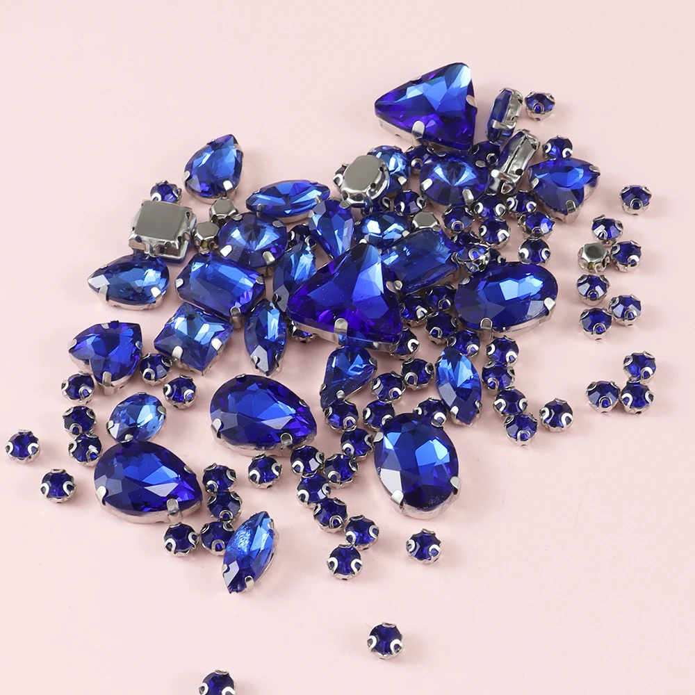 130 teile/los Silber klaue Einstellung Glas Strass gemischte Form auf Kristalls tein Diamant für Hochzeits kleid Schuhe Taschen DIY Trim nähen – Detail 8